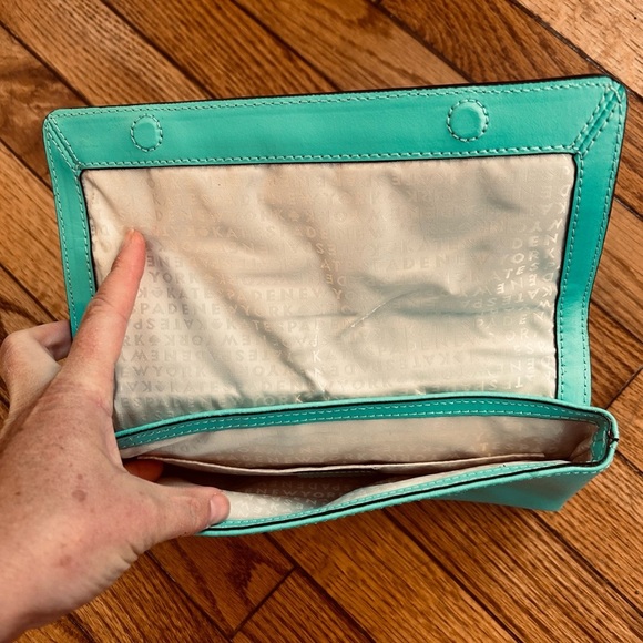 Kate Spade Montford Park Leather Keira Clutch, Giverny Blue, 9.5” x 5”x 1” - Picture 6 of 7